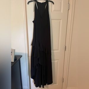 Adriana Papell Crepe Ruffle Gown in black